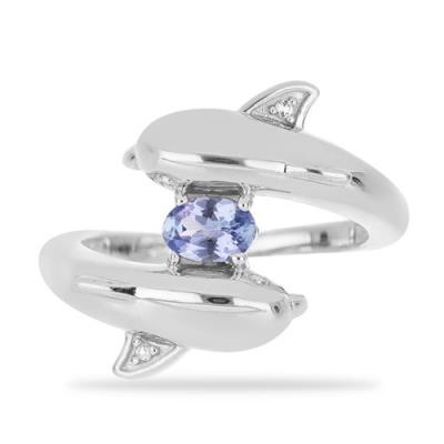 BUY NATURAL TANZANITE GEMSTONE RING IN STERLING SILVER